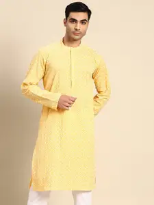 Anouk Geometric Embroidered Mandarin Collar Kurta