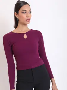 KETCH Keyhole Neck Long Sleeves Fitted Regular Top