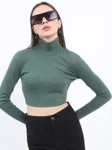 KETCH High Neck Long Sleeves Fitted Crop Top