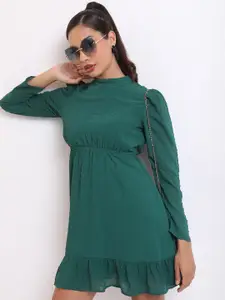 KETCH High Neck Self Design A-Line Dress