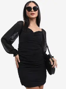 KETCH Sweetheart Neck Ruched Front Twisted Mini Sheath Dress