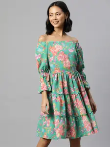 plusS Floral Print Fit & Flare Dress