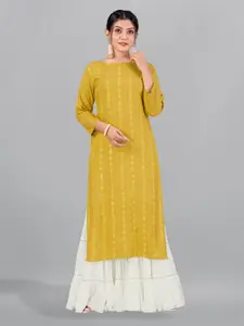 FASHION DREAM Floral Embroidered Sequined Kurta