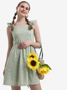 KETCH Waist Tie-Up Schiffli Fit & Flare Mini Dress