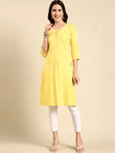 SHOWOFF Thread Work A-Line Pleated Kurta