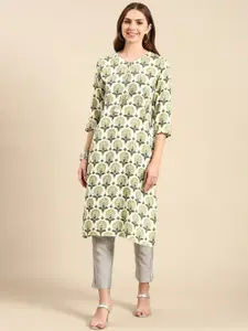 SHOWOFF Ethnic Motifs Printed Tie-Up Neck Kurta