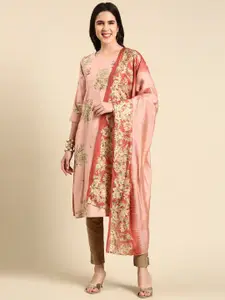 SHOWOFF Floral Printed Beads & Stones Kurta with Dupatta