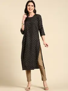 SHOWOFF Ethnic Motifs Printed Round Neck Kurta