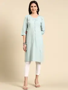SHOWOFF Floral Embroidered Straight Kurta