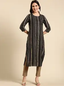 SHOWOFF Ethnic Motif Striped Straight Cotton Kurta