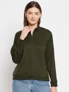 FRENCH FLEXIOUS Mock Collar Cotton Sweatshirt