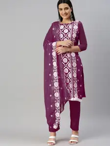 KALINI Floral Embroidered Silk Georgette Unstitched Dress Material