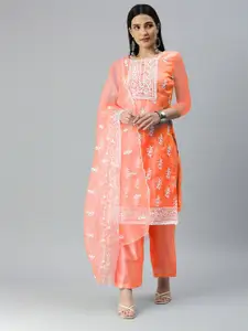 KALINI Embroidered Organza Unstitched Dress Material