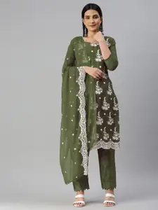 KALINI Embroidered Silk Georgette Unstitched Dress Material