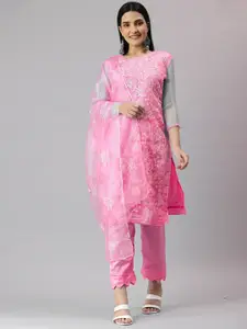 KALINI Embroidered Organza Unstitched Dress Material