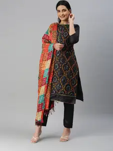 KALINI Embroidered Mirror Work Pure Cotton Unstitched Dress Material