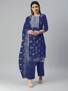 KALINI Embroidered Organza Unstitched Dress Material