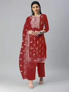 KALINI Embroidered Organza Unstitched Dress Material