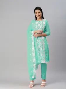 KALINI Floral Embroidered Silk Georgette Unstitched Dress Material