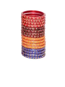 NMII Set Of 16 Cubic Zirconia-Studded Glossy Bangles
