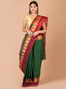 Laa Calcutta Ethnic Motif Pure Cotton Taant Zari Saree