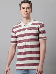 VENITIAN Striped Polo Collar Cotton T-shirt