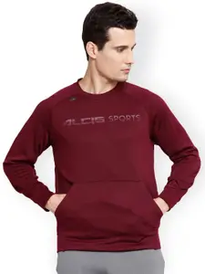 Alcis Men Burgundy Solid Sweatshirt