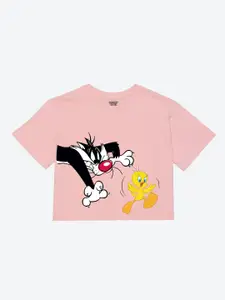 YK Warner Bros Girls Looney Tunes Printed Pure Cotton T-shirt