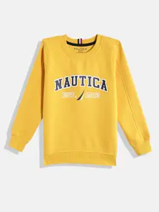 Nautica Boys Brand Logo Printed Round Neck Sweatshirt