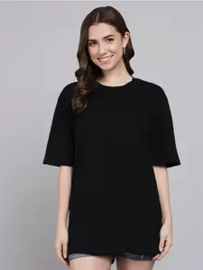 Funday Fashion Drop-Shoulder Sleeve Oversized Longline Cotton T-shirt