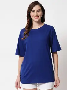Funday Fashion Drop-Shoulder Sleeve Oversized Longline Cotton T-shirt