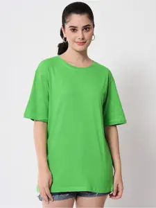 Funday Fashion Drop-Shoulder Sleeves Longline Loose Cotton T-shirt