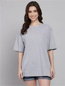 Funday Fashion Round Neck Oversized Longline Cotton T-shirt