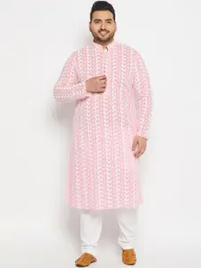 VASTRAMAY Paisley Embroidered Chikankari Pure Cotton Kurta with Pyjamas