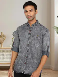 Kuons Avenue Smart Slim Fit Faded Denim Casual Shirt