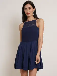 IX IMPRESSION Shoulder Strap Lace-Up Fit & Flare Mini Dress