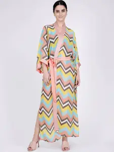First Resort by Ramola Bachchan Women Printed Longline Tie-Up Shrug
