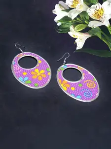 Golden Peacock Oval Shaped Drop Earrings