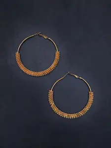 Golden Peacock Circular Hoop Earrings