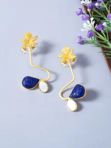 Golden Peacock Gold-Plated Floral Drop Earrings