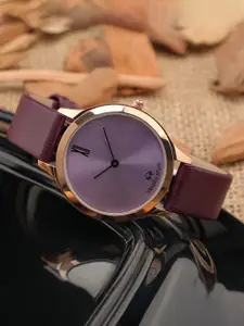 SWADESI STUFF Women Leather Straps Analogue Watch SF0532 PURPLE