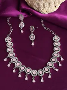 Atasi International Silver-Plated Crystal-Studded Necklace and Earrings
