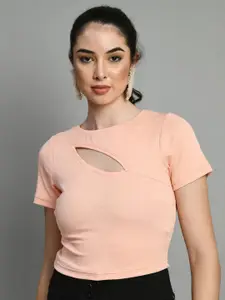 IUGA Cut Out Round Neck Casual Top