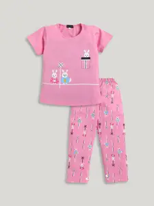 Todd N Teen Girls Graphic Printed Pure Cotton Night Suit