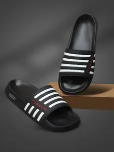ABROS Men Striped Rubber Sliders