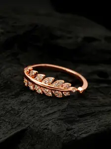 Ferosh Rose Gold-Plated Stone-Studded Adjustable Finger Ring