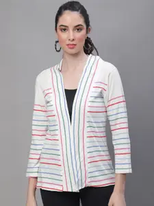 Rute Women Striped Open Front Cotton Shrug