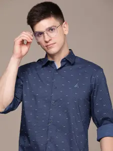 Nautica Men Slim Fit Pure Cotton Printed Casual Shirt