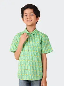 Fabindia Boys conversational printed Spread Collar Casual Shirt