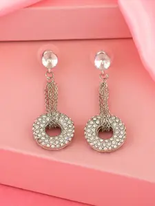 Estele Rhodium-Plated Contemporary Drop Earrings